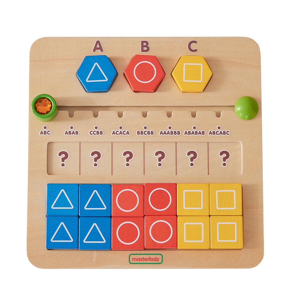 Masterkidz Pattern Sequencing Board with colorful shape tiles