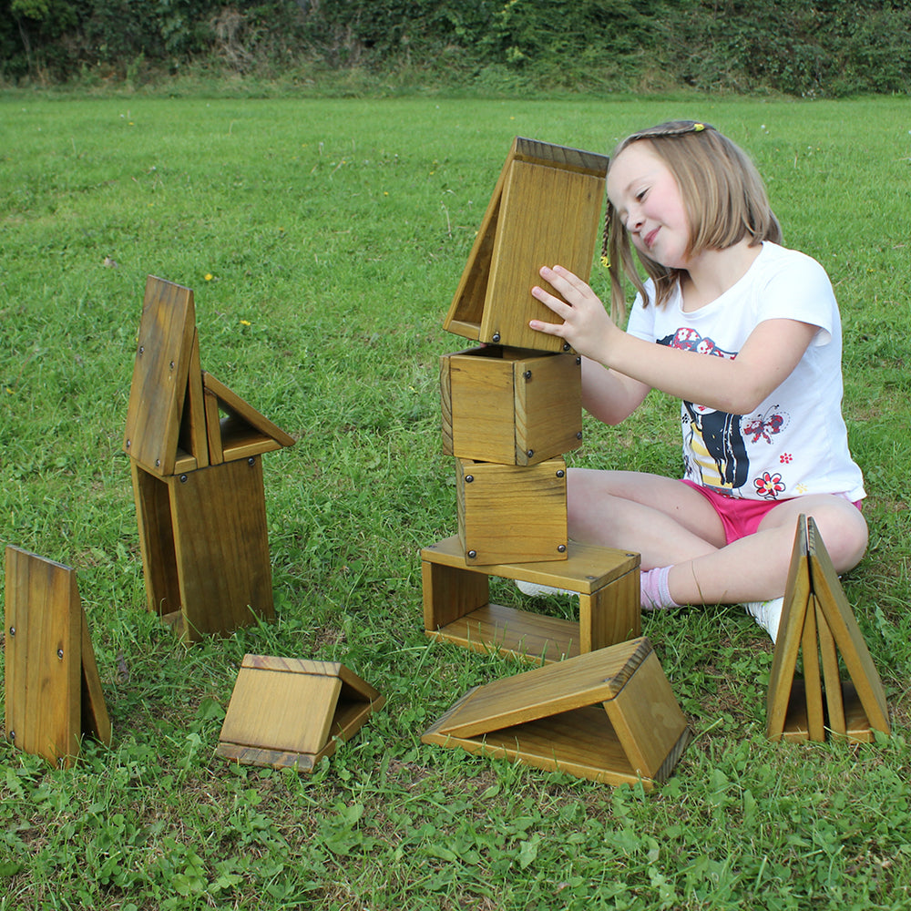 Masterkidz outdoor hollow wooden block set for playgrounds