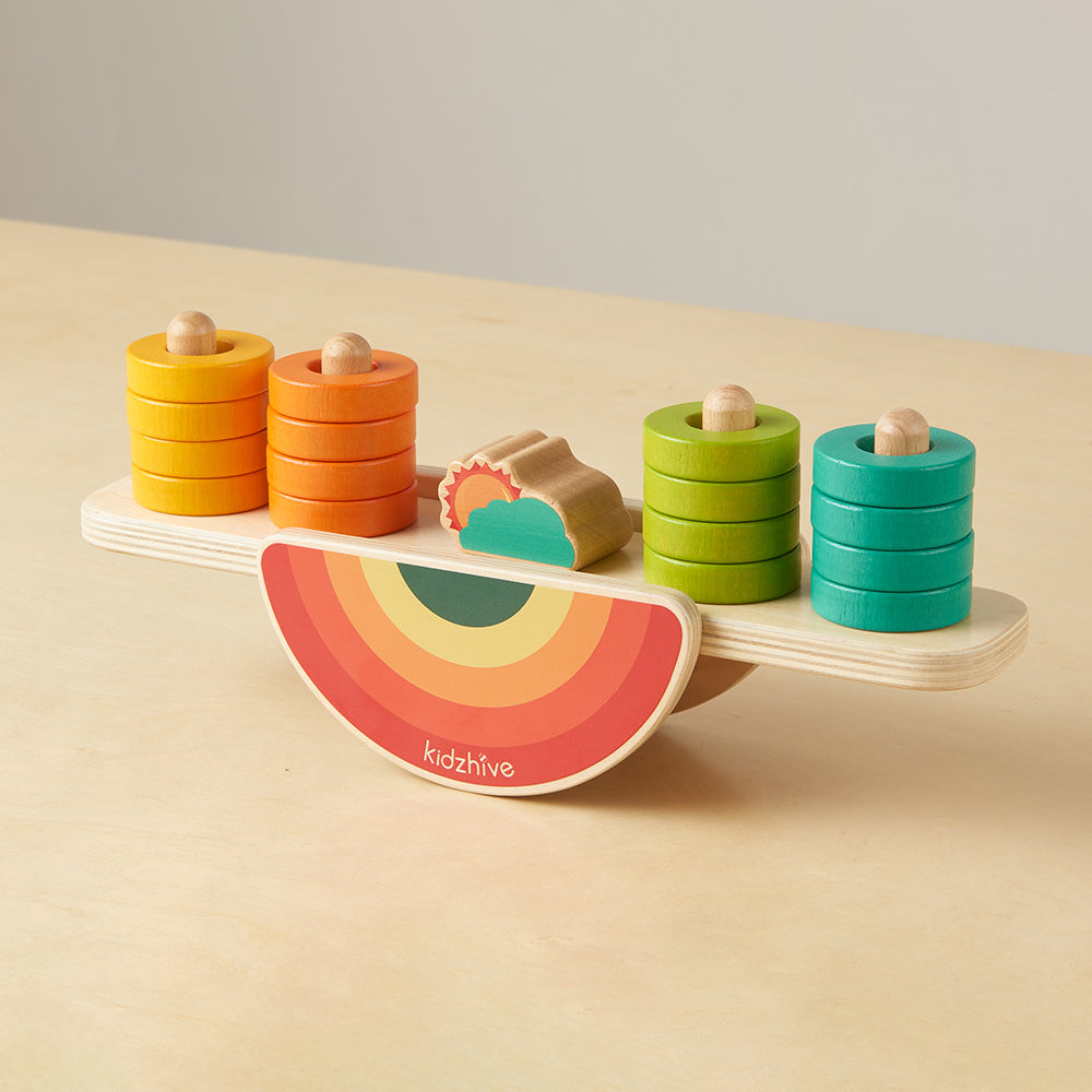 Column Balance Toy Masterkidz Balancing Rainbow – Wooden Balance Toy for Kids