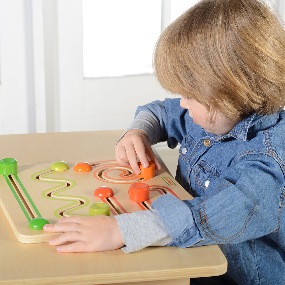 Top view of sliding board showing tracks for 4 basic hand movements.
