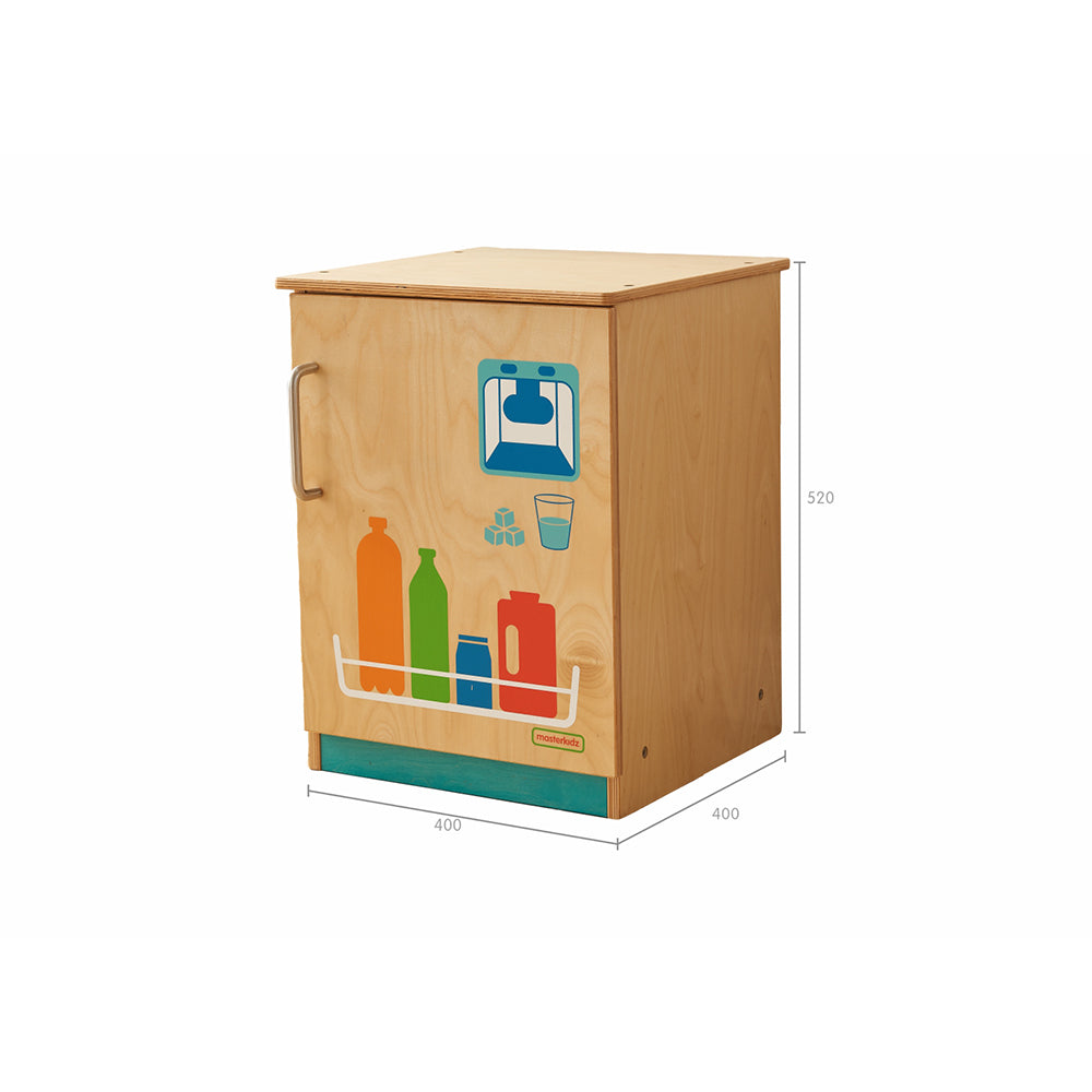 Preschool role-play kitchen with Masterkidz pastel fridge unit.