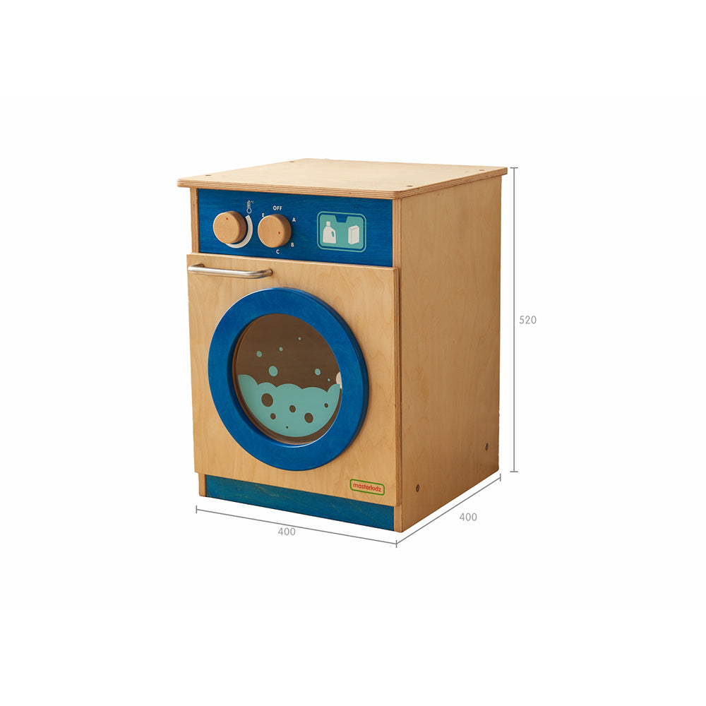 Preschool role-play laundry unit with two control dials.
