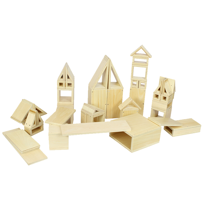 48 piece wooden hollow block construction set