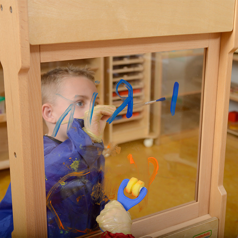 easy-to-clean kids art station with water-based markers