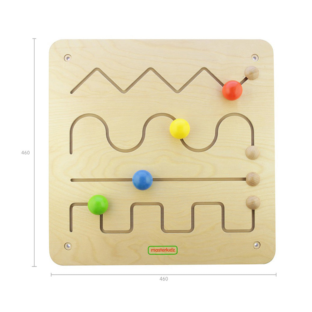 Early learning centre children developing finger dexterity with wooden board.