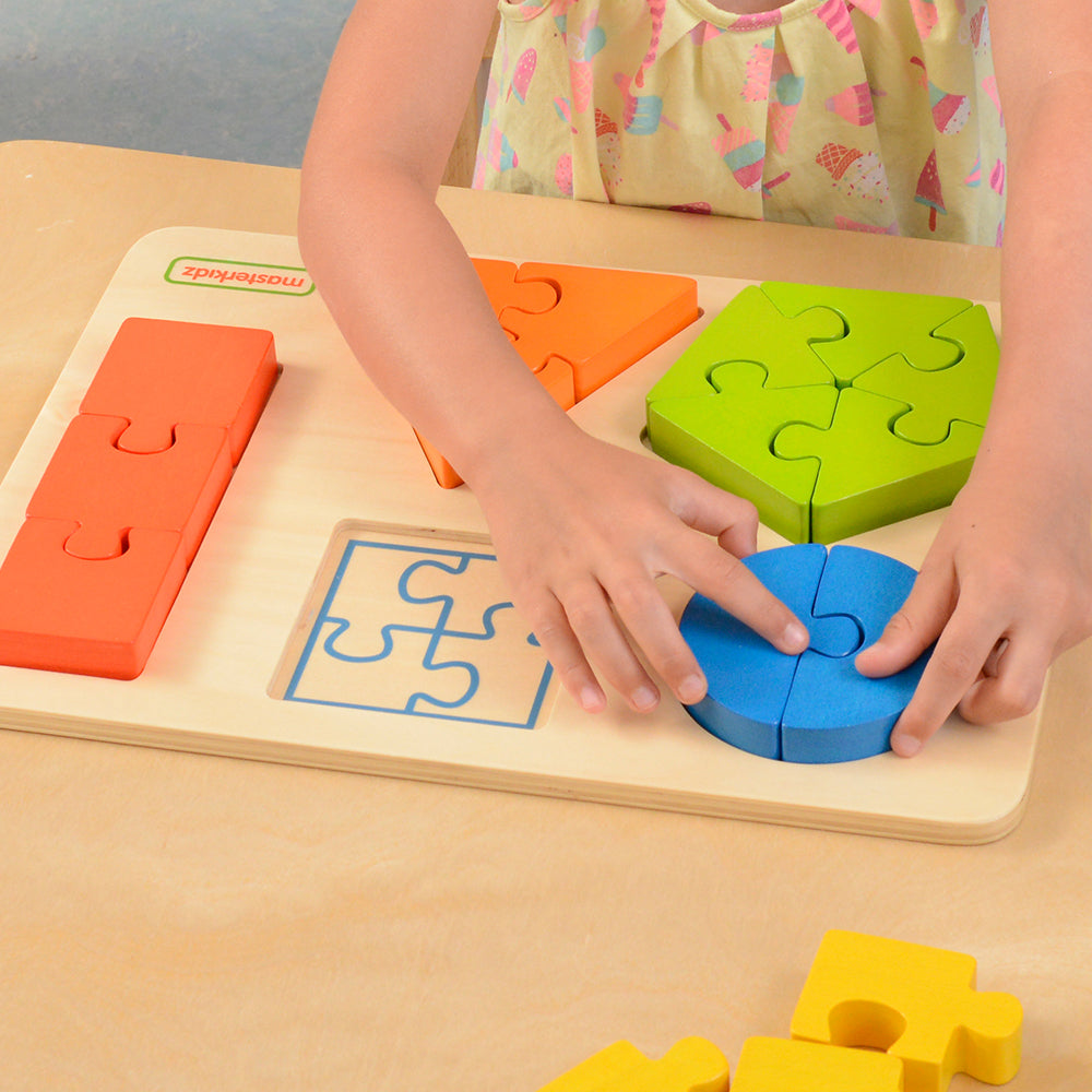 Shape and colour recognition puzzle board for early learners.