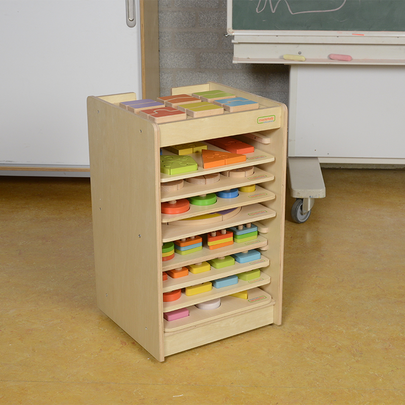 wooden educational toy storage
