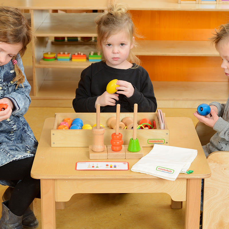 Fine motor skills activity with jumbo lacing beads
