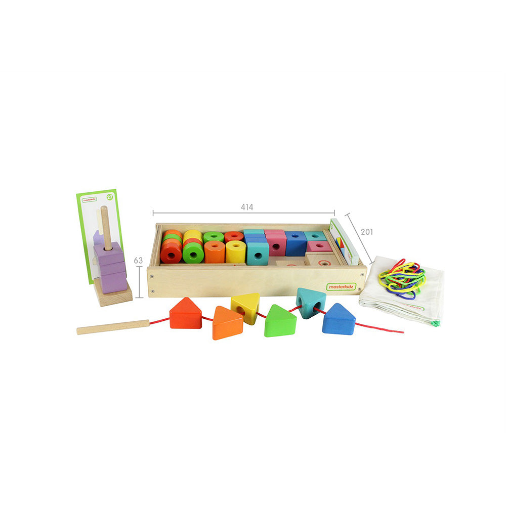 Masterkidz jumbo lacing beads set || with wooden threading stands