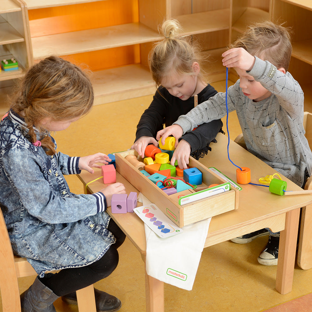 Fine motor skills activity with jumbo lacing beads