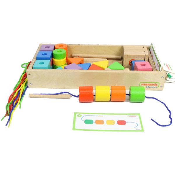 FSC Beech wood lacing beads set for schools and nurseries
