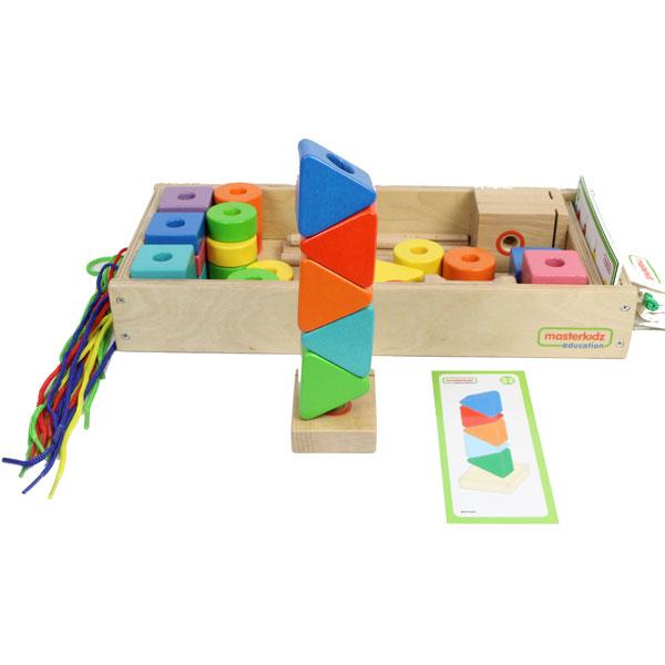 Montessori inspired threading beads activity with workcards