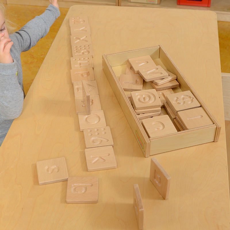 Montessori inspired tactile letters, numbers and shapes activity