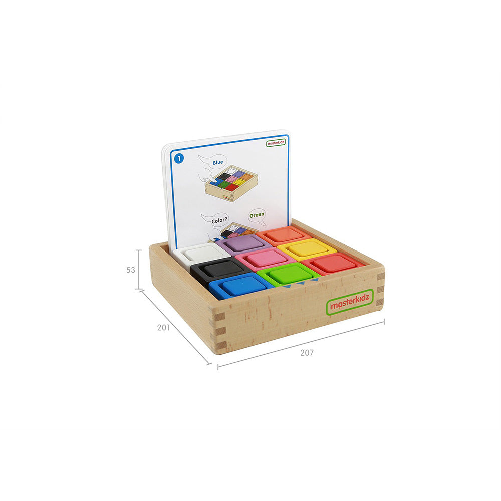 Preschool children practising hand-eye coordination with square blocks