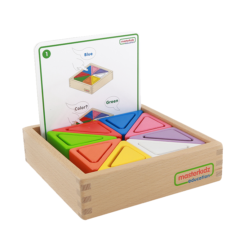 Montessori inspired triangle block matching activity