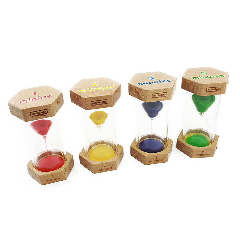 Educational wooden sand timers for early years learning