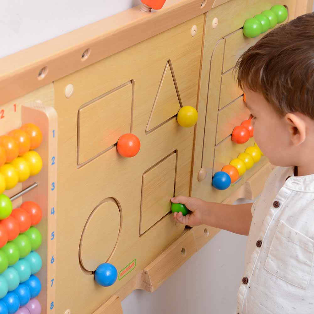Geometric shape matching wall board for early years classrooms
