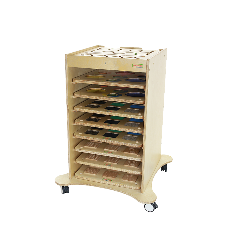 Movable classroom wall panel storage unit