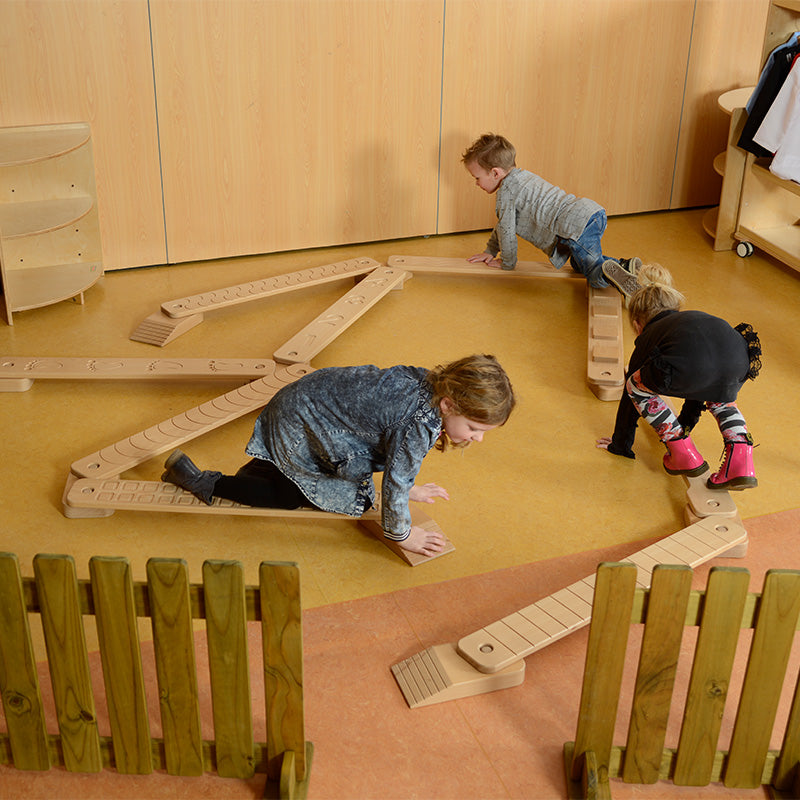Rounded-edge balance bars system for safe toddler play