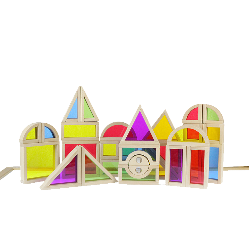 Wooden Rainbow Building Blocks for Kids