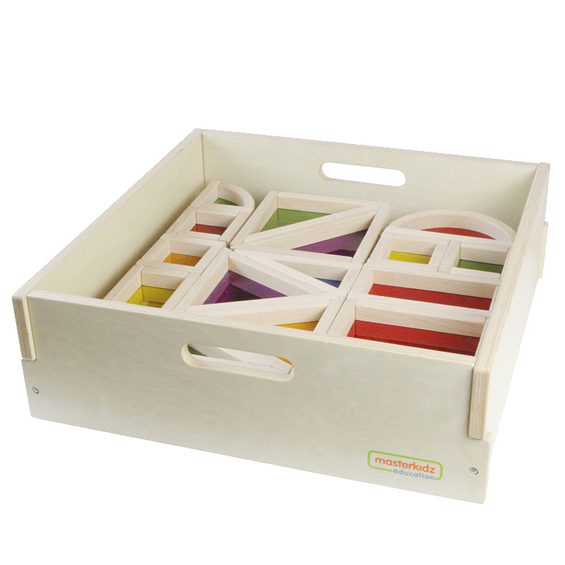 Children building with rainbow blocks