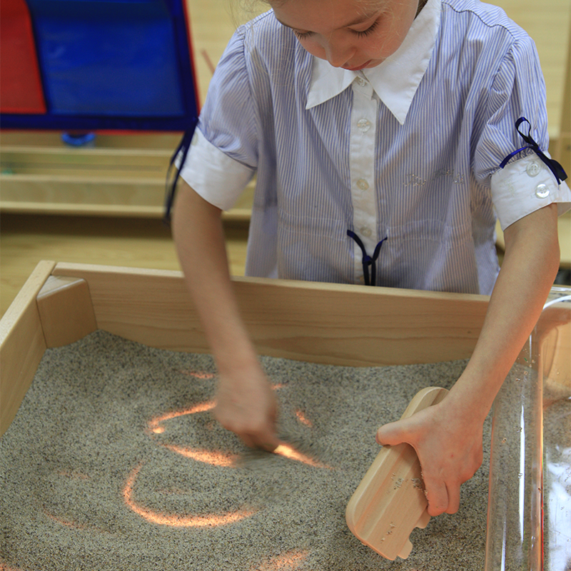 Interactive STEM light box with sand painting and water play
