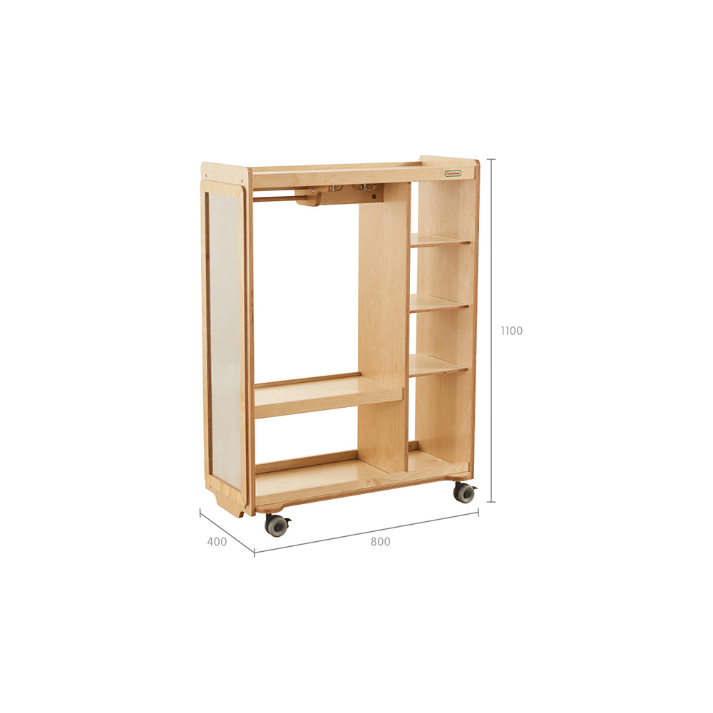 Early years role play station with mobile costume trolley