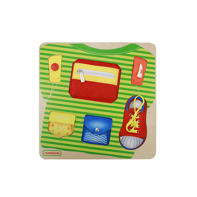 Masterkidz basic skills training T-shirt and shoe board in classroom