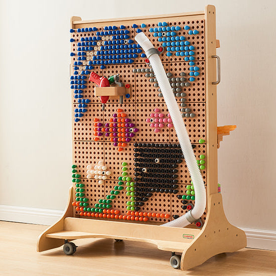 Compact Masterkidz Free Standing STEM WALL® with double-sided design for multi-group activities.