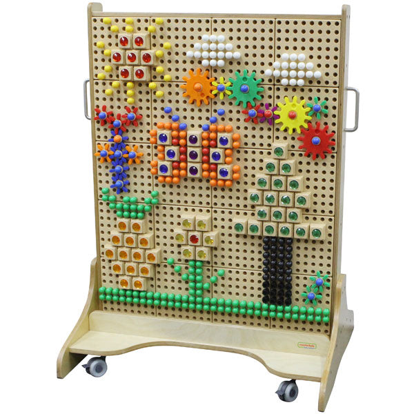 Durable wooden STEM wall ideal for classrooms and makerspaces.