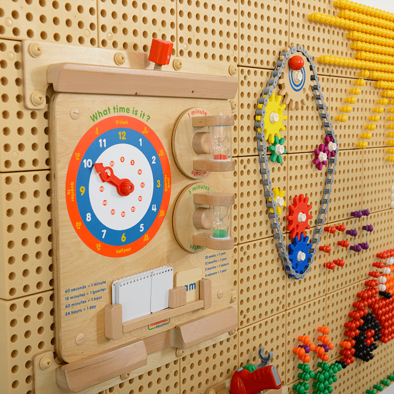 interactive clock learning wall panel