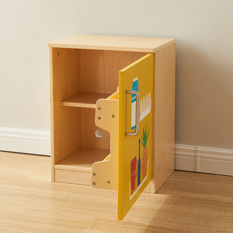 Modern colourful wooden fridge unit for classroom role-play.