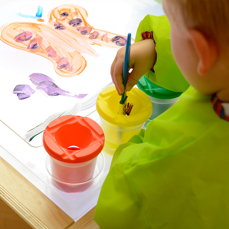 Finger painting and watercolor tray
