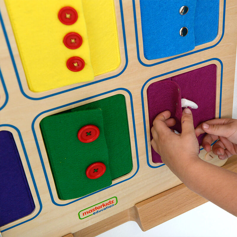 kids fastening practice activity board