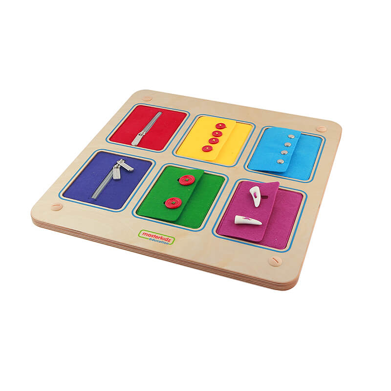 small and large buttons, zippers, press studs