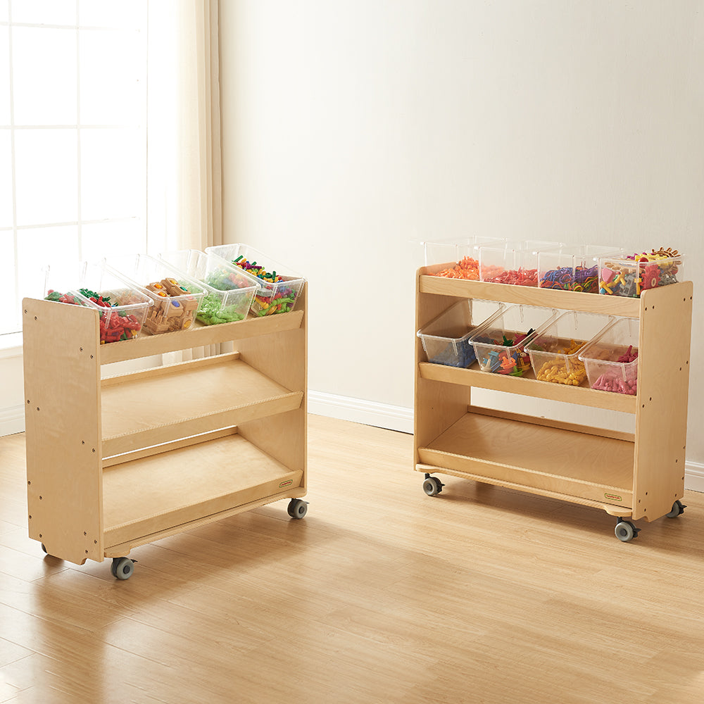 Designed for STEM materials: nuts, screws, pegs, connectors.