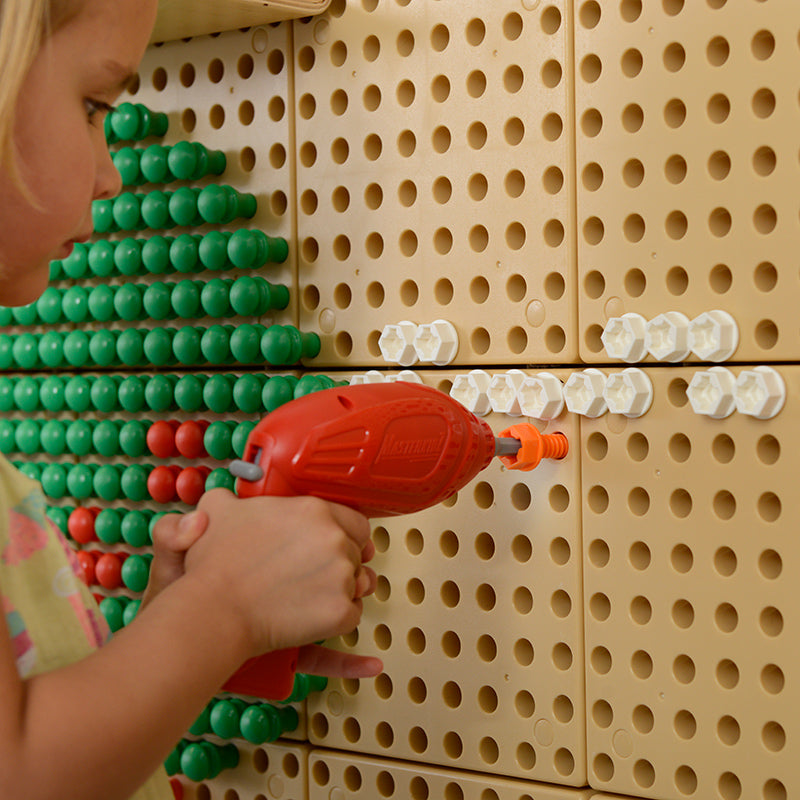 Masterkidz STEM Wall Hand Power Tools Set – Perfect for group play and teamwork, with tools that allow three children to work simultaneously.