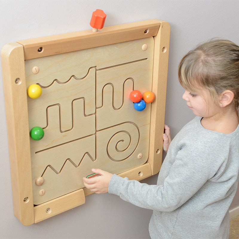 Masterkidz Waves and Lines Sliding Maze – wooden Montessori toy for toddlers’ fine motor skill development