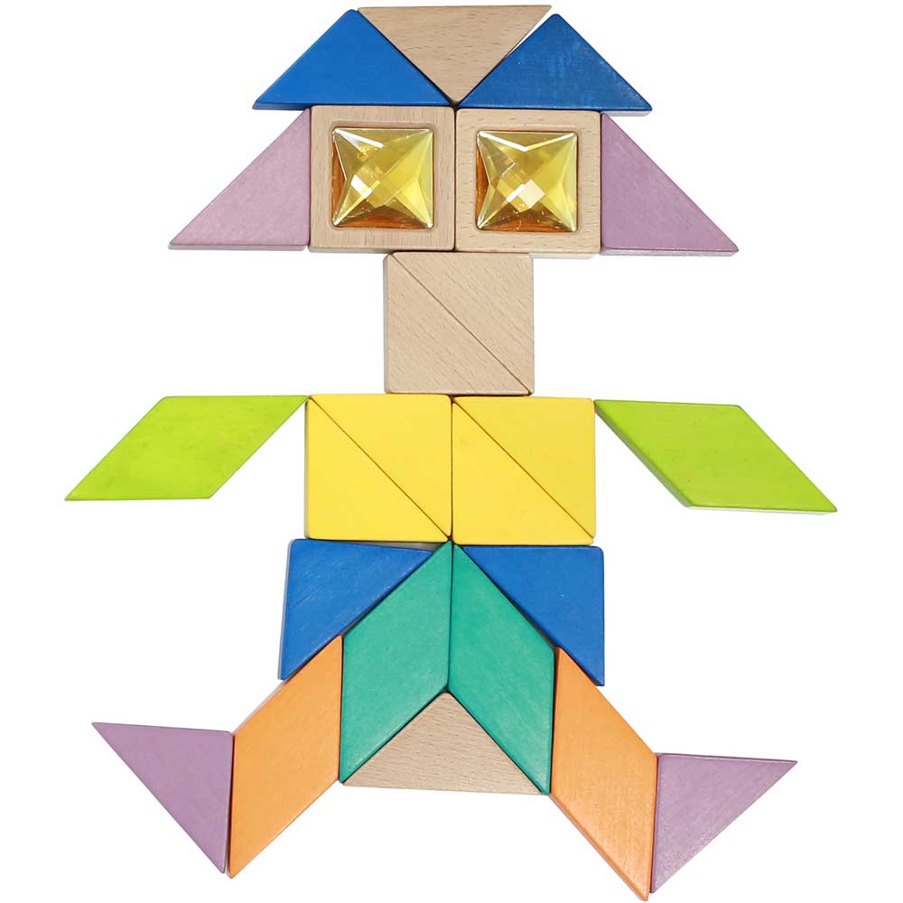 Children playing with gemstone mosaic learning tiles