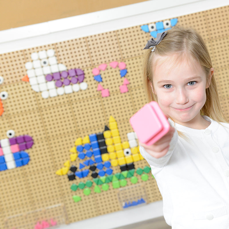 Hands-on learning with Masterkidz 256-Piece STEM Wall Geometric Shapes Set 2 – creating shapes and designs for early STEM education.