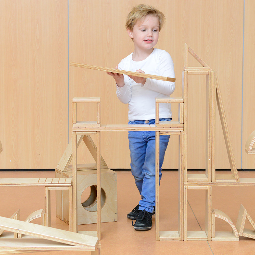 Durable plywood Masterkidz Giant Hollow Blocks 35Pc Set for hands-on play, encouraging problem-solving and cooperative learning