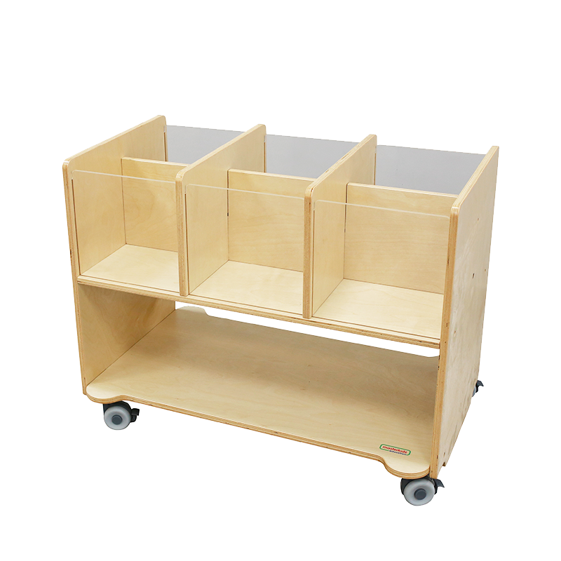 Montessori-inspired 6-compartment storage station for classrooms and playrooms