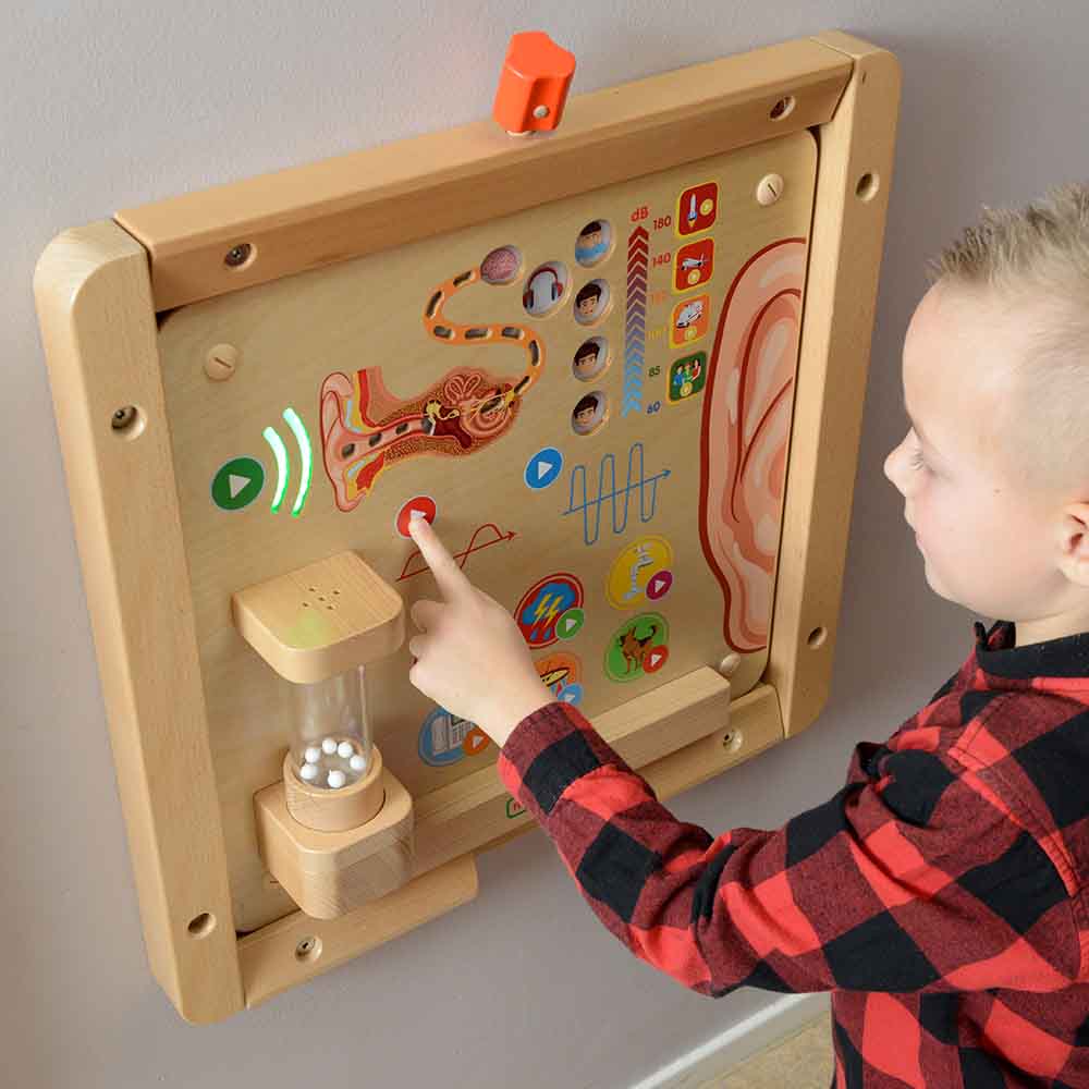 High and low pitch sound learning wall panel