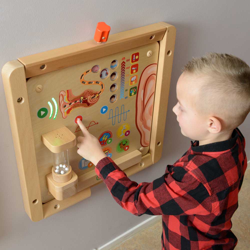 Sound vibration science learning wall element for children
