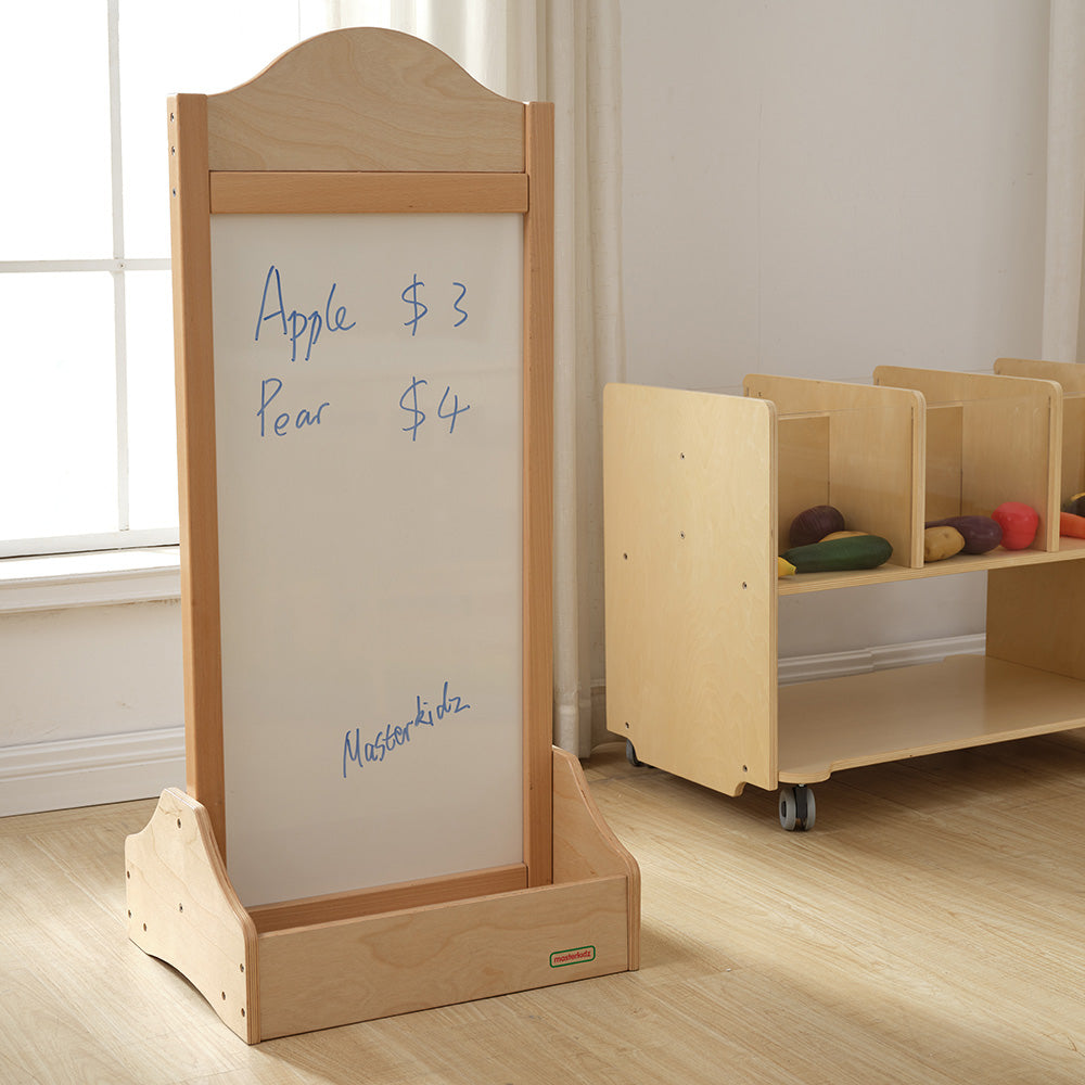 Masterkidz floorstand educational board – durable, child-safe materials with a magnetic chalkboard surface