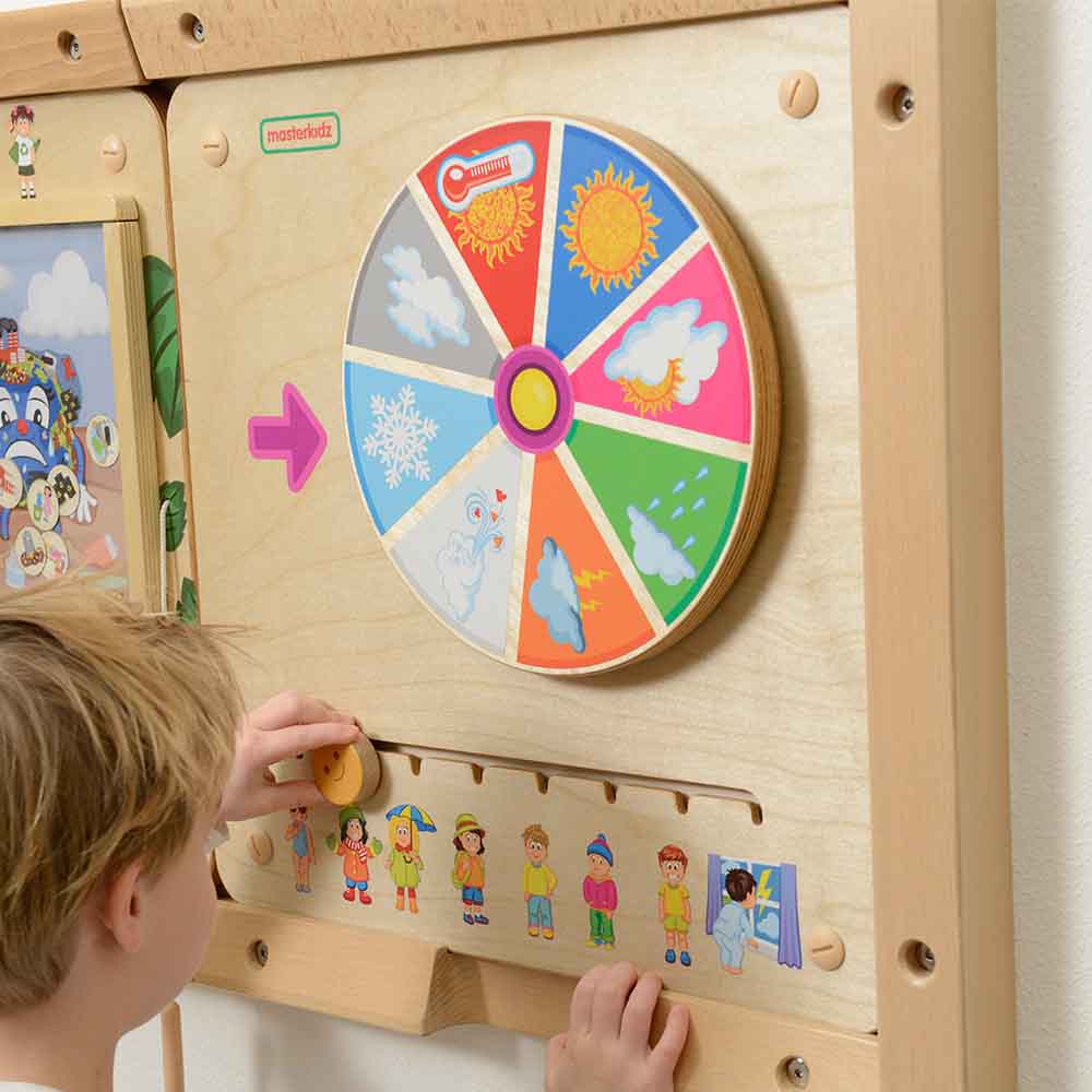Screen-free weather education wall board for children