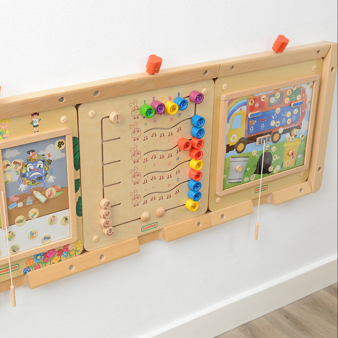 Teaches number recognition, counting, and quantity concepts.