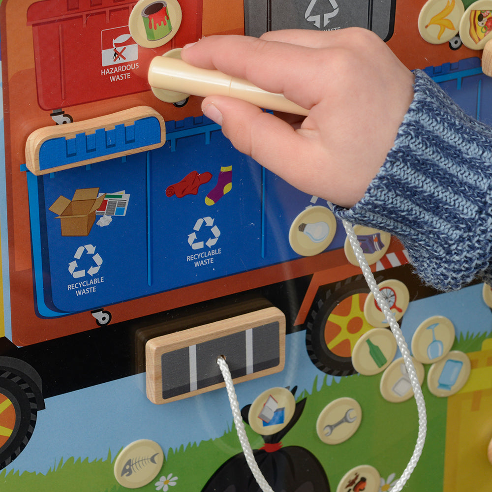 FSC-certified wooden recycling and composting board