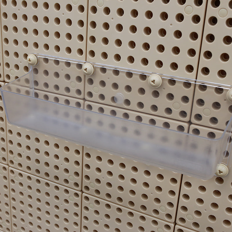 Transparent wall storage trays for pegs and screws