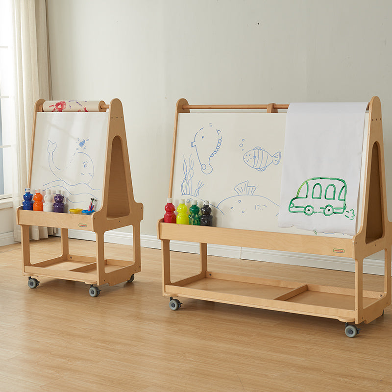 Double-sided whiteboard and magnetic blackboard easel for classroom